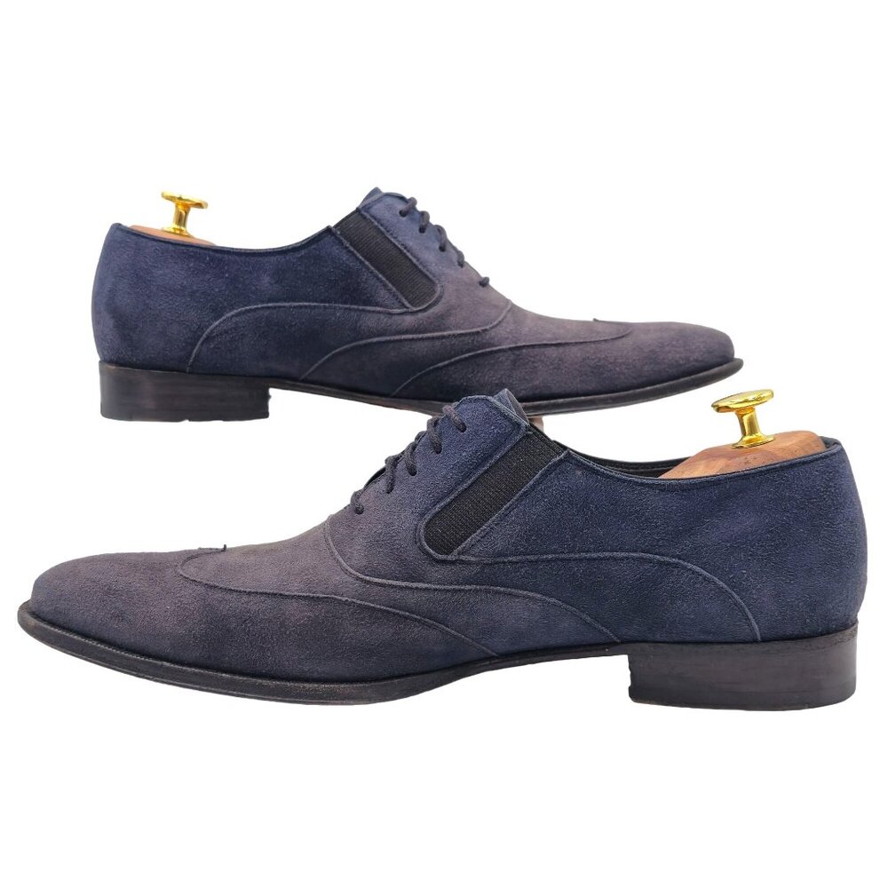 Mezlan Hoffman Men's 8.5M Blue Suede Leather Wingtip Oxfords Dress Shoes Spain - Picture 8 of 9